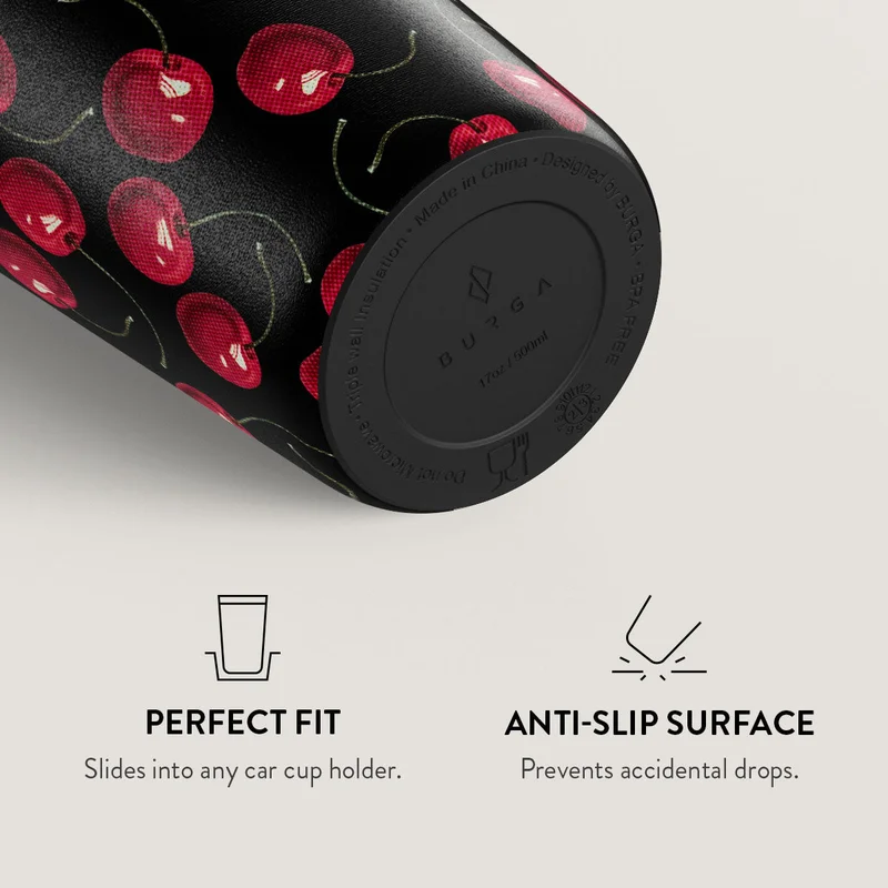 Burga  Burga Cherrybomb 700ml Travel Mug Flap & Straw Set Lid Combo – BPA-Free Stainless Steel, Triple-Layer Insulated, Leak-Resistant, Premium Printed Design – Hot & Cold Drinks  | Best Price UAE